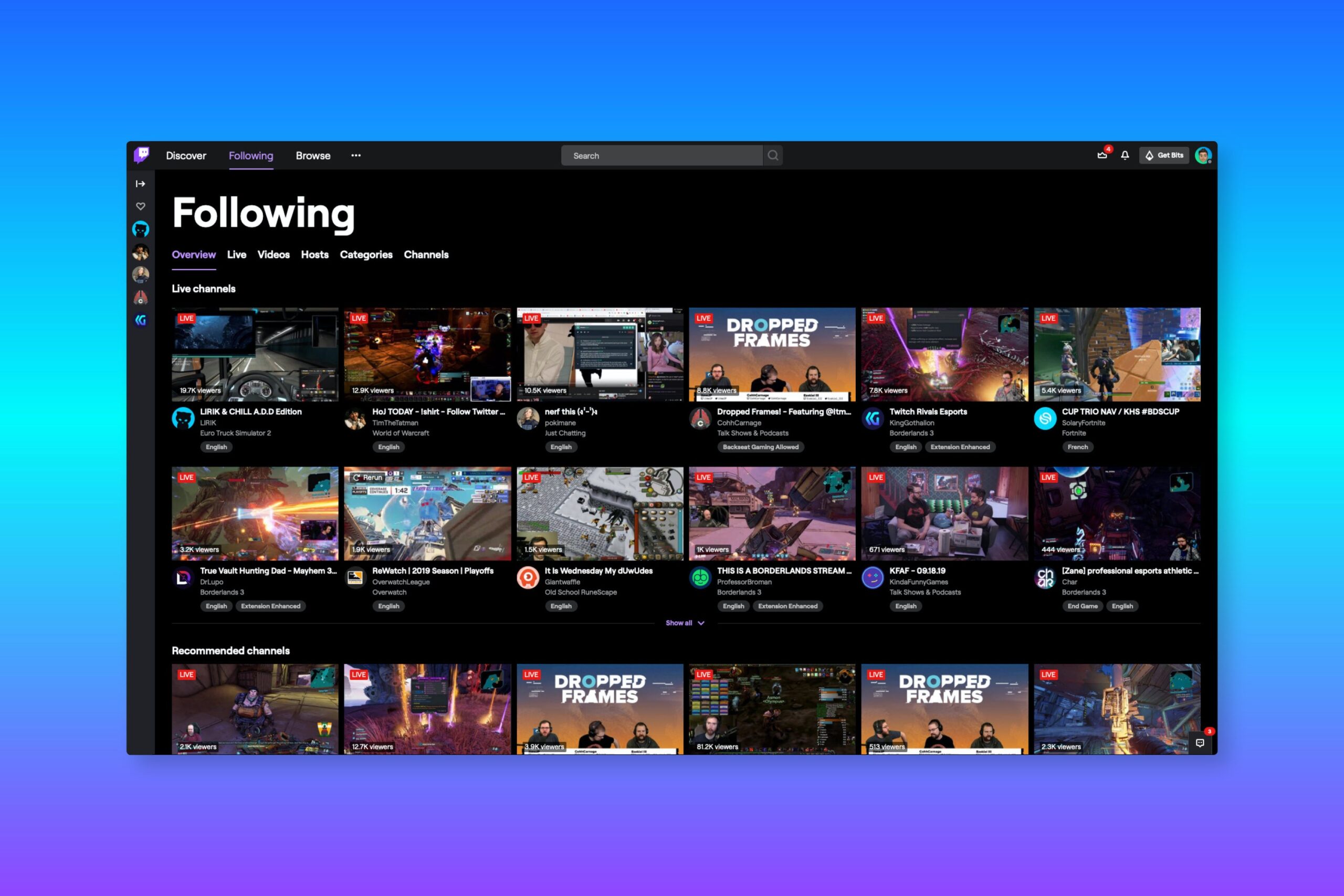Twitch identity on desktop